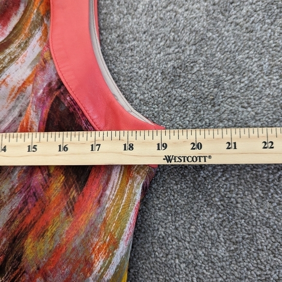 DANIER leather and silk multicolor maxi mermaid dress size 12 - Picture 10 of 12